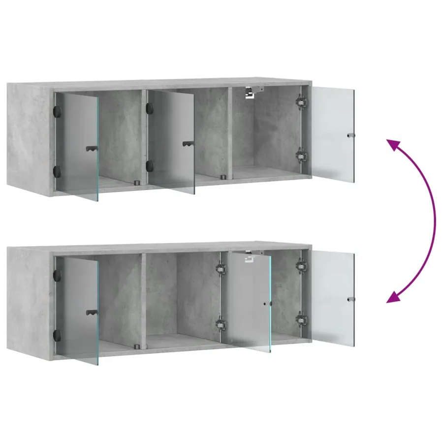 Armoire murale avec portes en verre gris béton 102x37x35 cm - 11