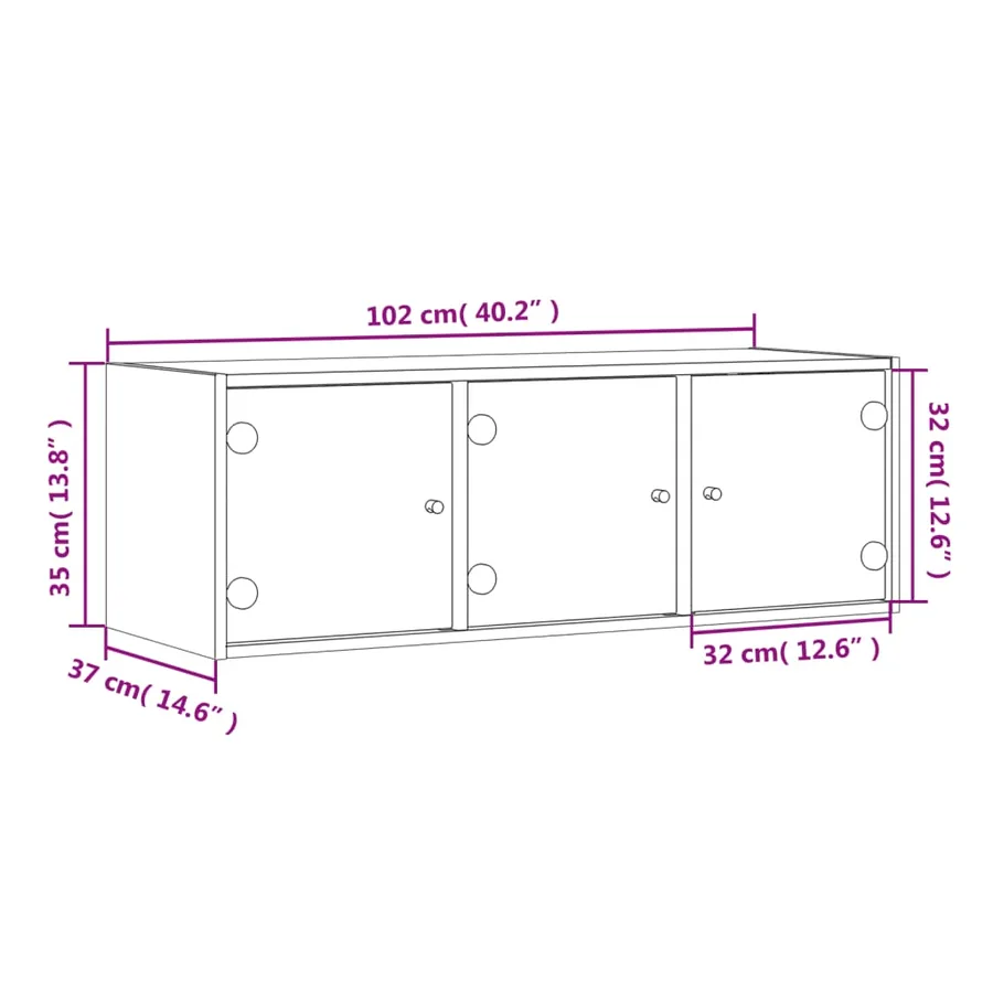 Armoire murale avec portes en verre gris béton 102x37x35 cm - 13