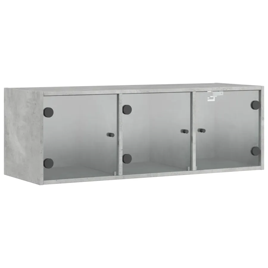 Armoire murale avec portes en verre gris béton 102x37x35 cm - 2