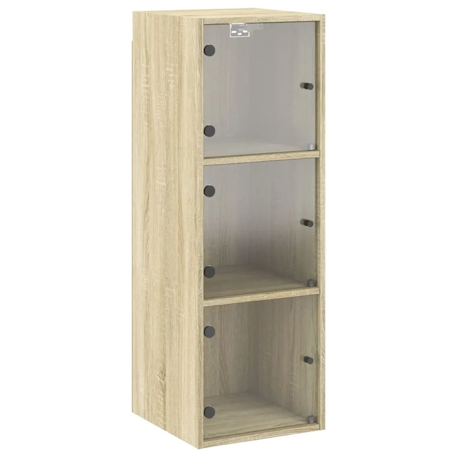 Armoire murale avec portes en verre chêne sonoma 35x37x100 cm - 2