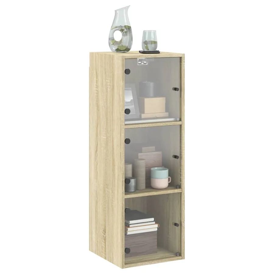 Armoire murale avec portes en verre chêne sonoma 35x37x100 cm - 4