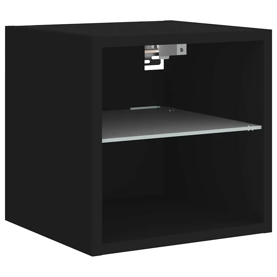 Meuble TV mural avec lumières LED noir 30x28,5x30 cm - 6