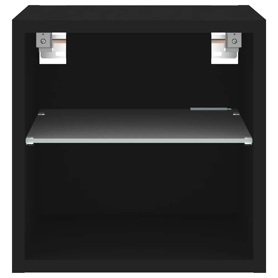 Meuble TV mural avec lumières LED noir 30x28,5x30 cm - 7