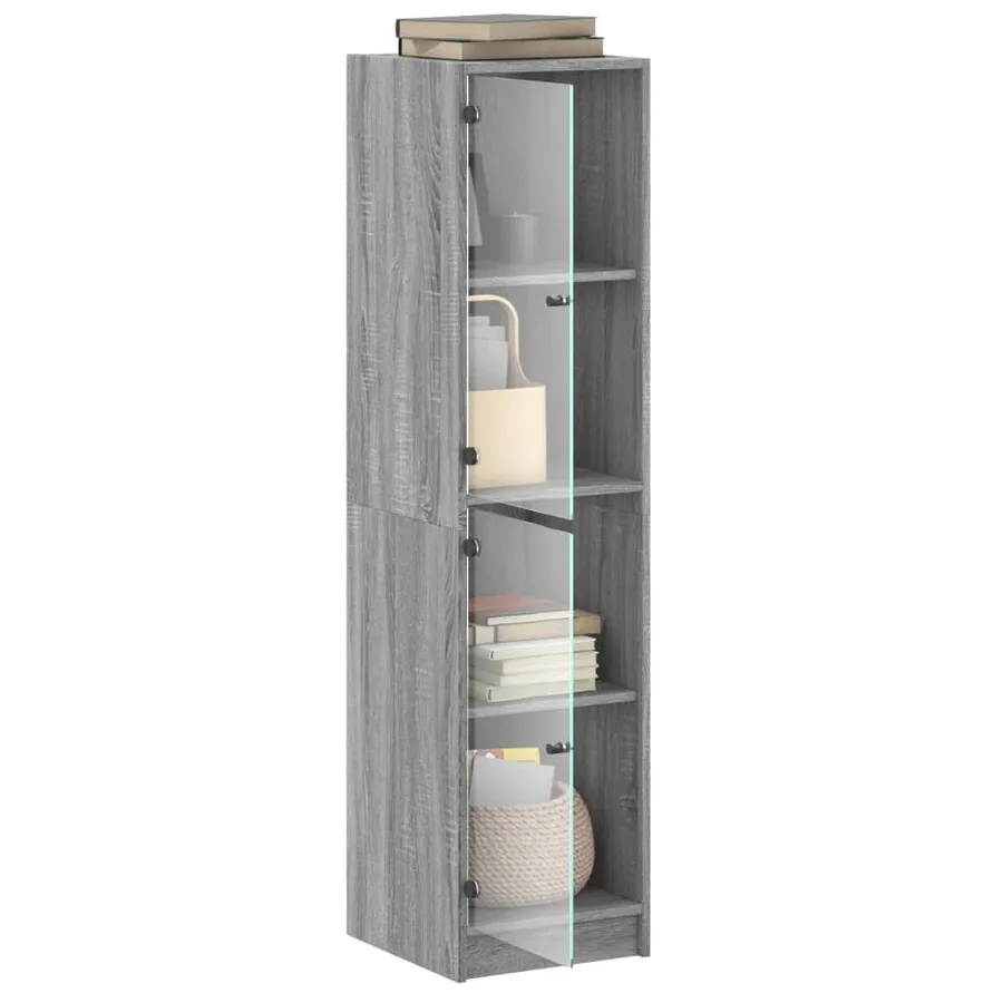 Buffet avec portes en verre sonoma gris 35x37x142 cm - 5