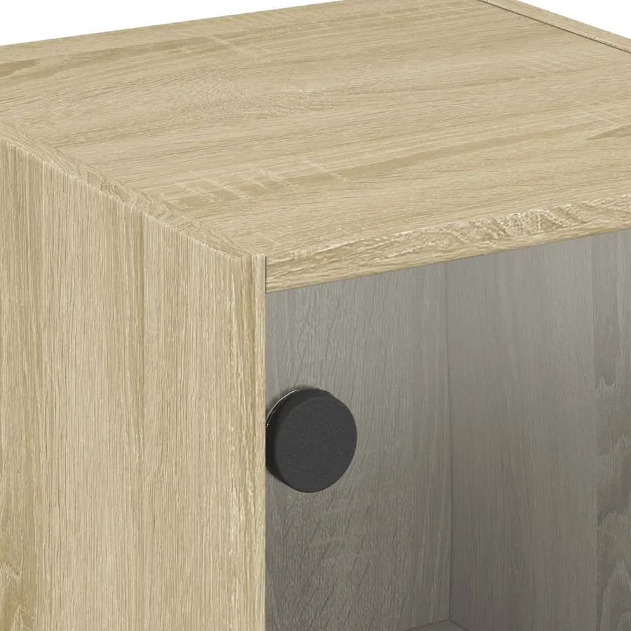 Tables de chevet et portes vitrées 2pcs chêne sonoma 35x37x42cm - 10