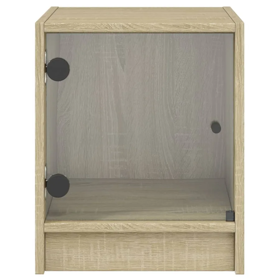 Tables de chevet et portes vitrées 2pcs chêne sonoma 35x37x42cm - 7