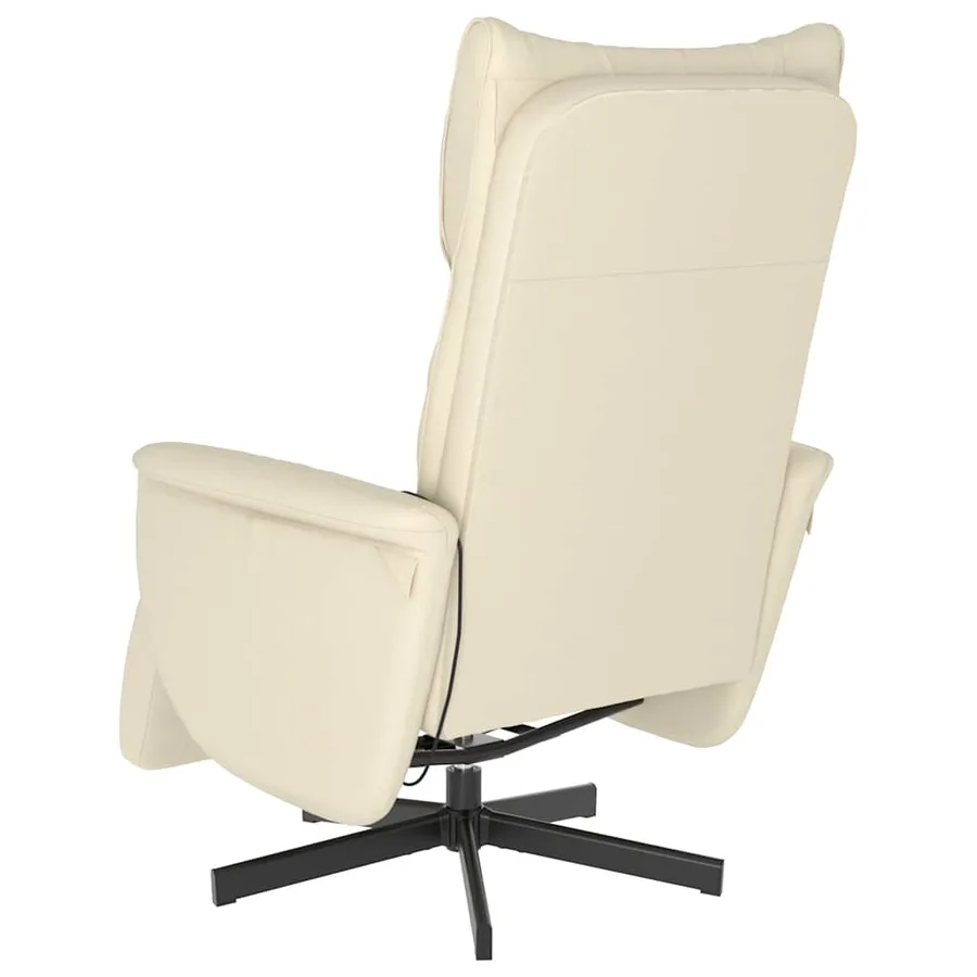 Fauteuil inclinable de massage et repose-pieds crème similicuir - 6