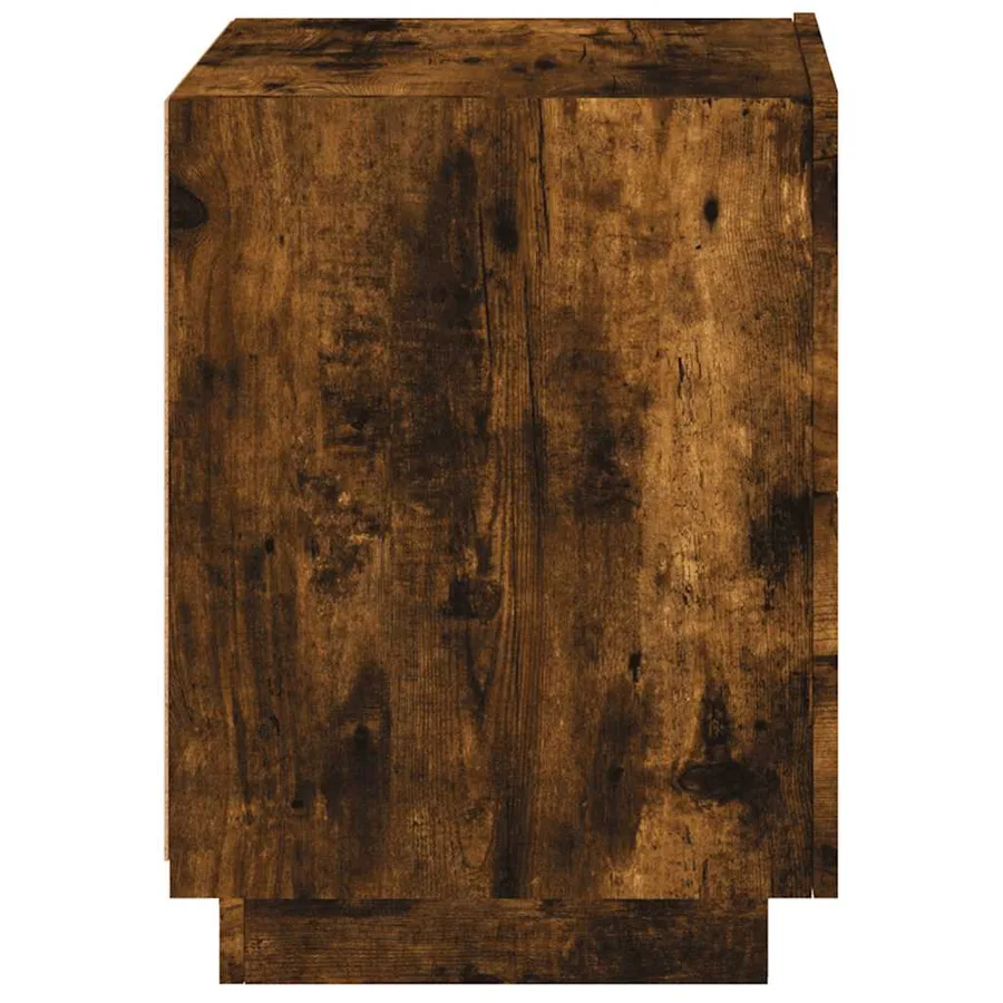 Armoire de chevet et lumières LED chêne fumé bois d'ingénierie - 8