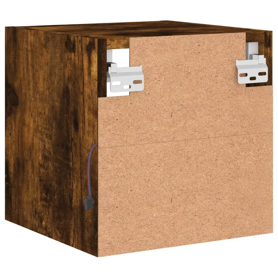Meubles TV muraux et lumières LED 2pcs chêne fumé 30x28,5x30 cm - 9