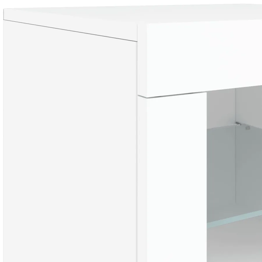 Armoires latérales éclairage LED 2 pcs blanc bois d'ingénierie - 12