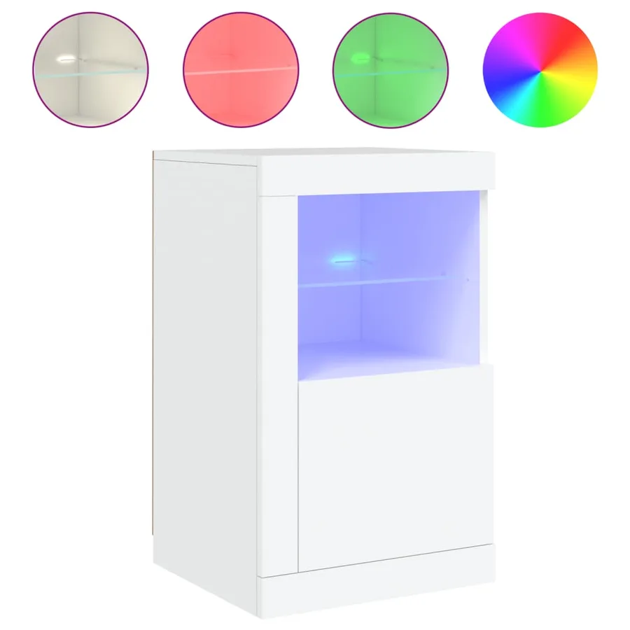 Armoires latérales éclairage LED 2 pcs blanc bois d'ingénierie - 5