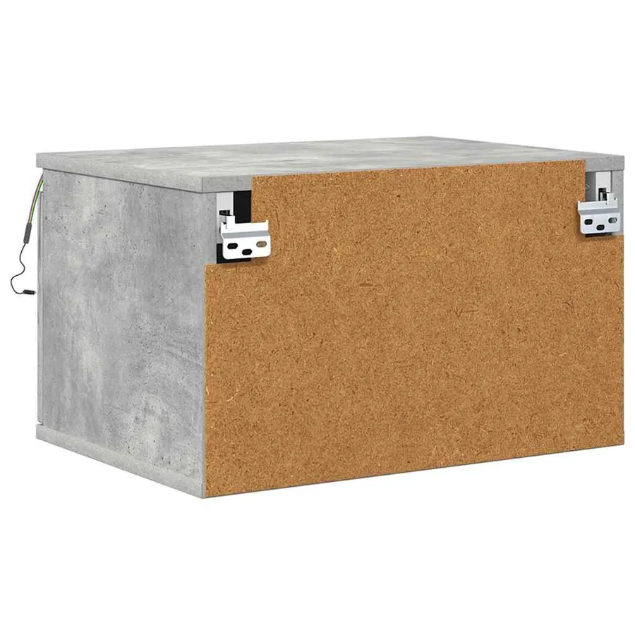 Table de chevet murale avec lumières LED gris béton - 9