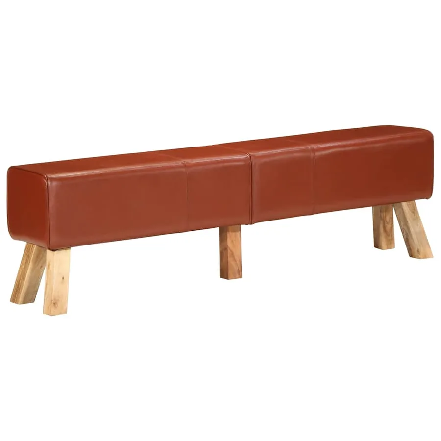 Banc de gymnastique marron 160 cm cuir véritable - 2