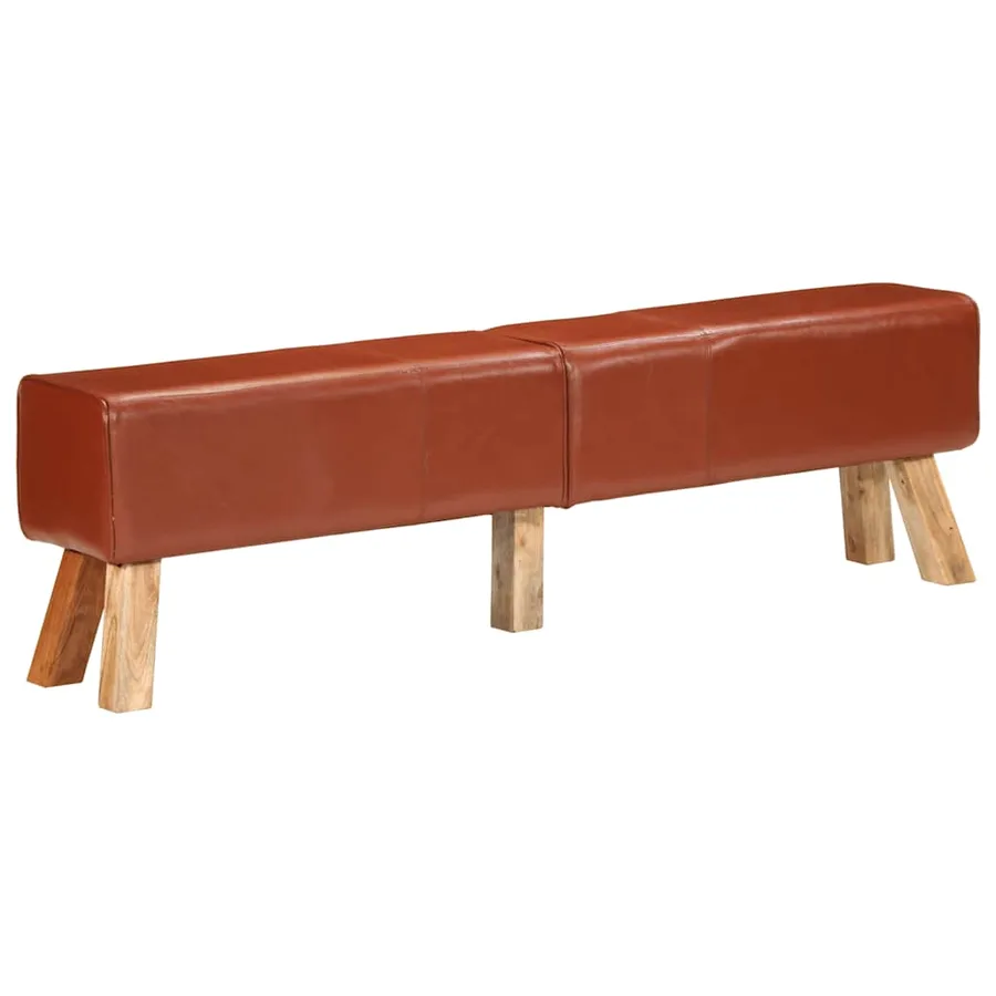 Banc de gymnastique marron 160 cm cuir véritable - 3