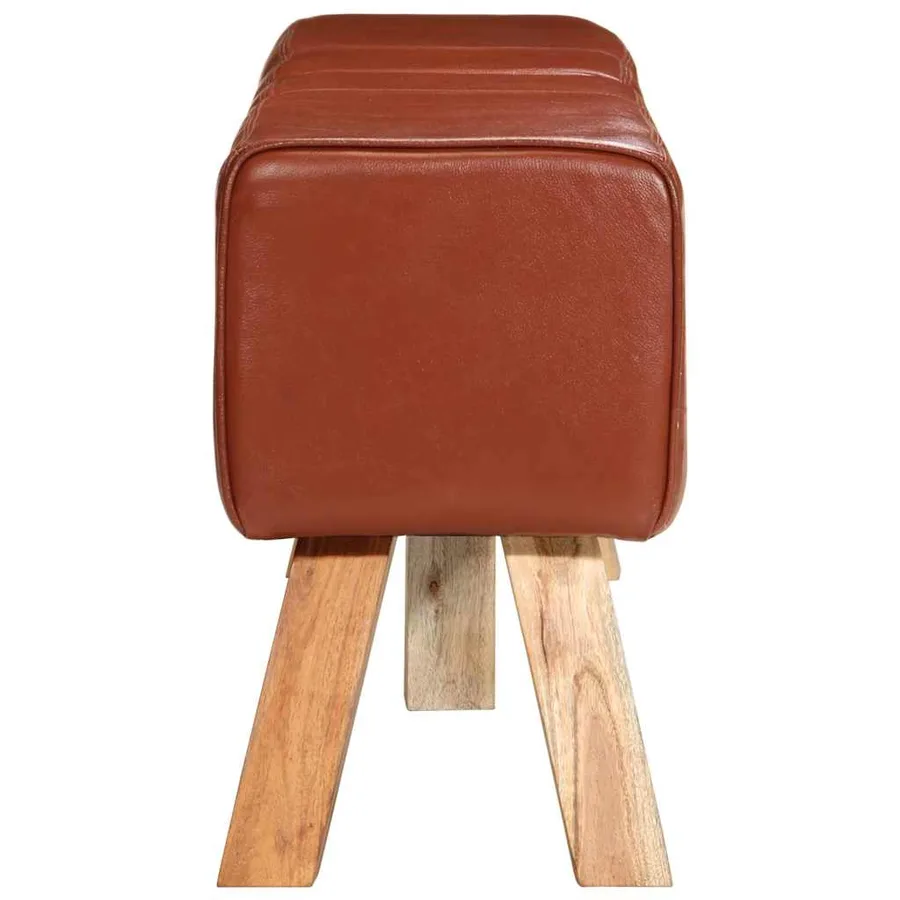 Banc de gymnastique marron 160 cm cuir véritable - 5