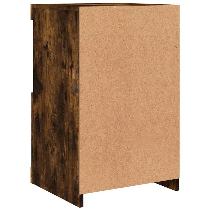 Armoire latérale avec lumières LED chêne fumé bois d'ingénierie - 9
