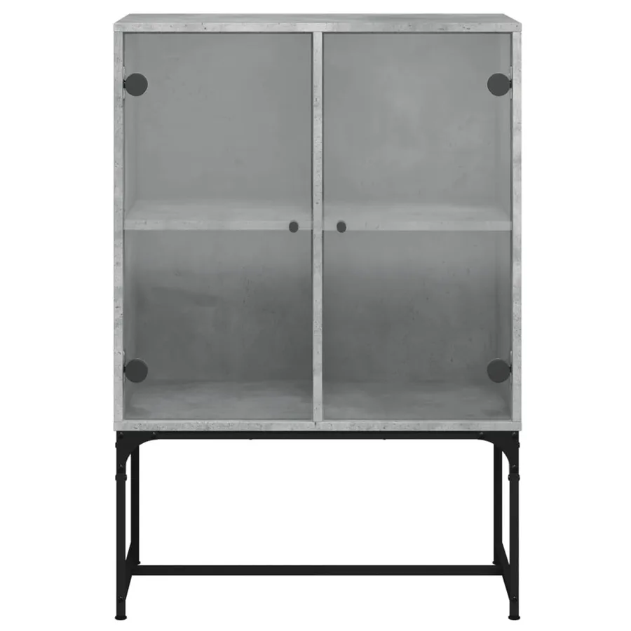 Armoire latérale avec portes en verre gris béton 69x37x100 cm - 6