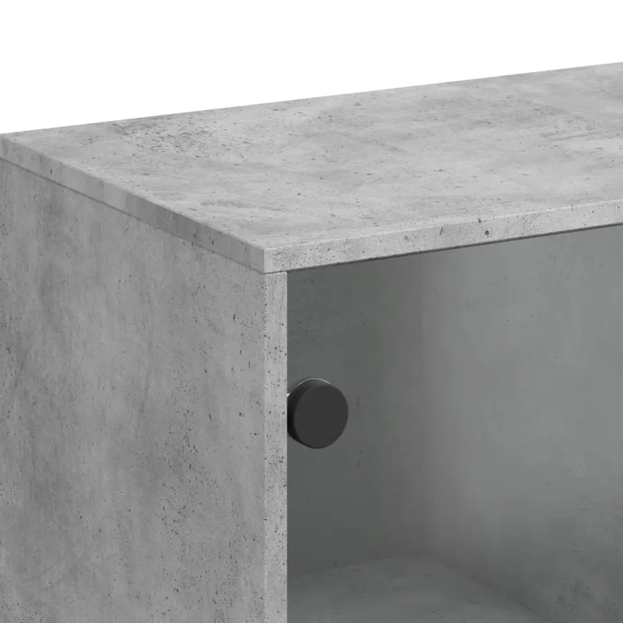 Armoire latérale avec portes en verre gris béton 69x37x100 cm - 9