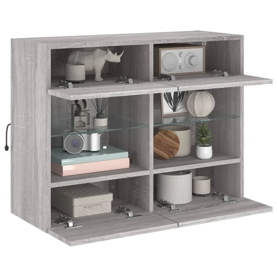 Meuble TV mural avec lumières LED sonoma gris 78,5x30x60,5 cm - 15