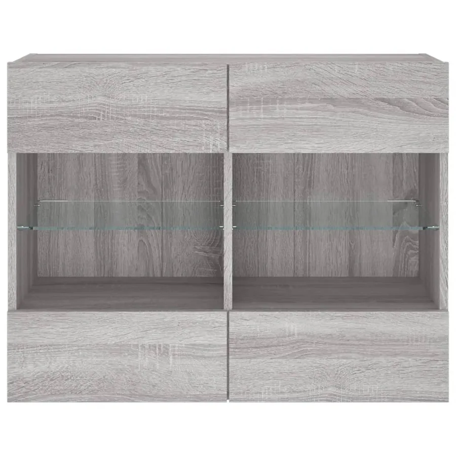 Meuble TV mural avec lumières LED sonoma gris 78,5x30x60,5 cm - 6