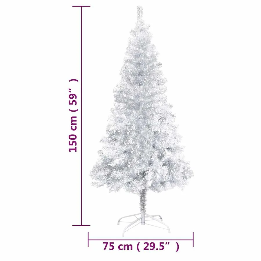 Arbre de Noël artificiel pré-éclairé/boules argenté 150 cm PET - 13