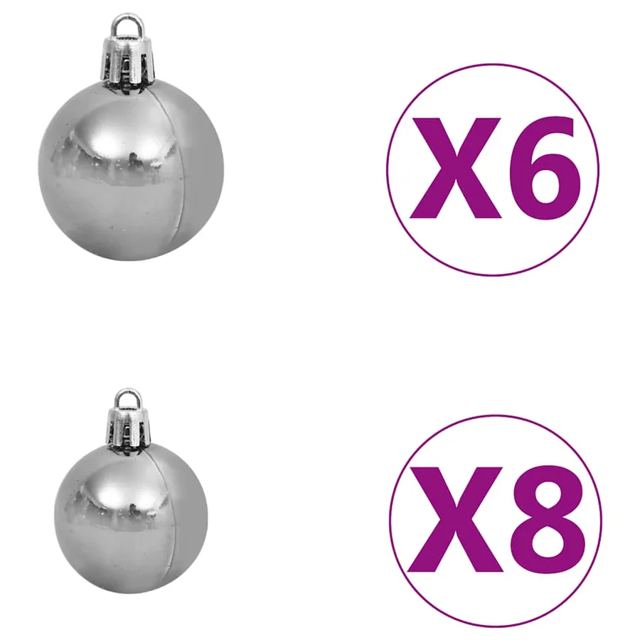 Arbre de Noël artificiel pré-éclairé/boules argenté 150 cm PET - 9