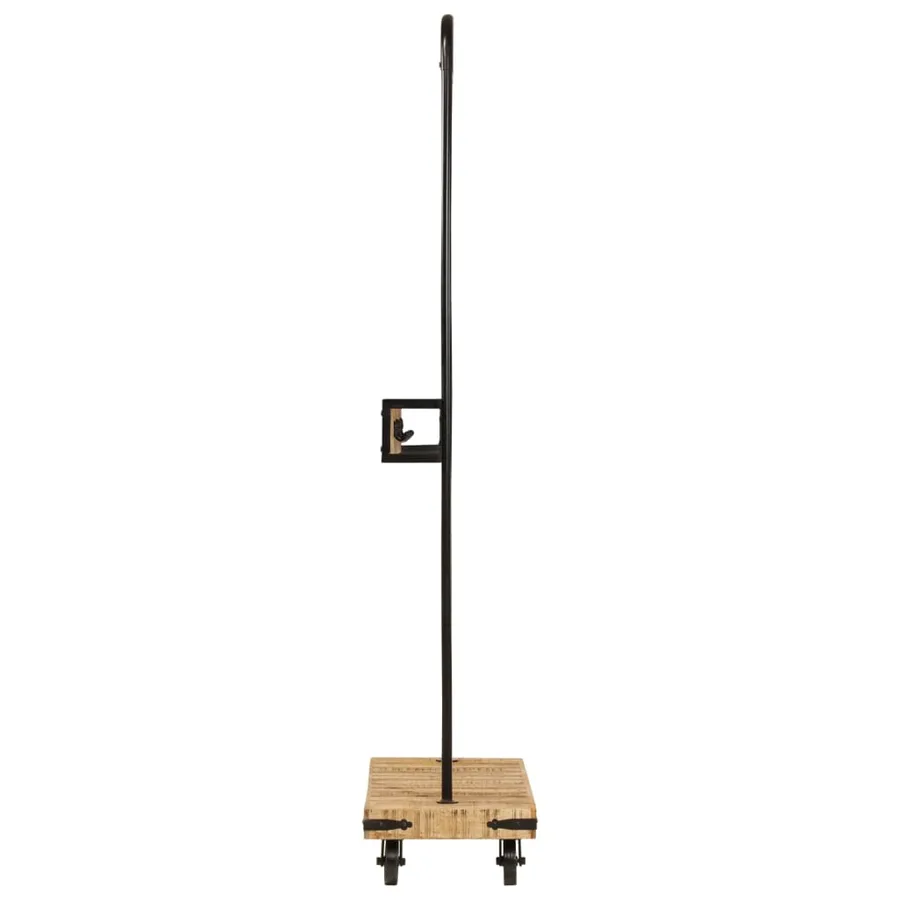 Porte-vêtements et roues 90x35x190 cm bois de manguier et fer - 3