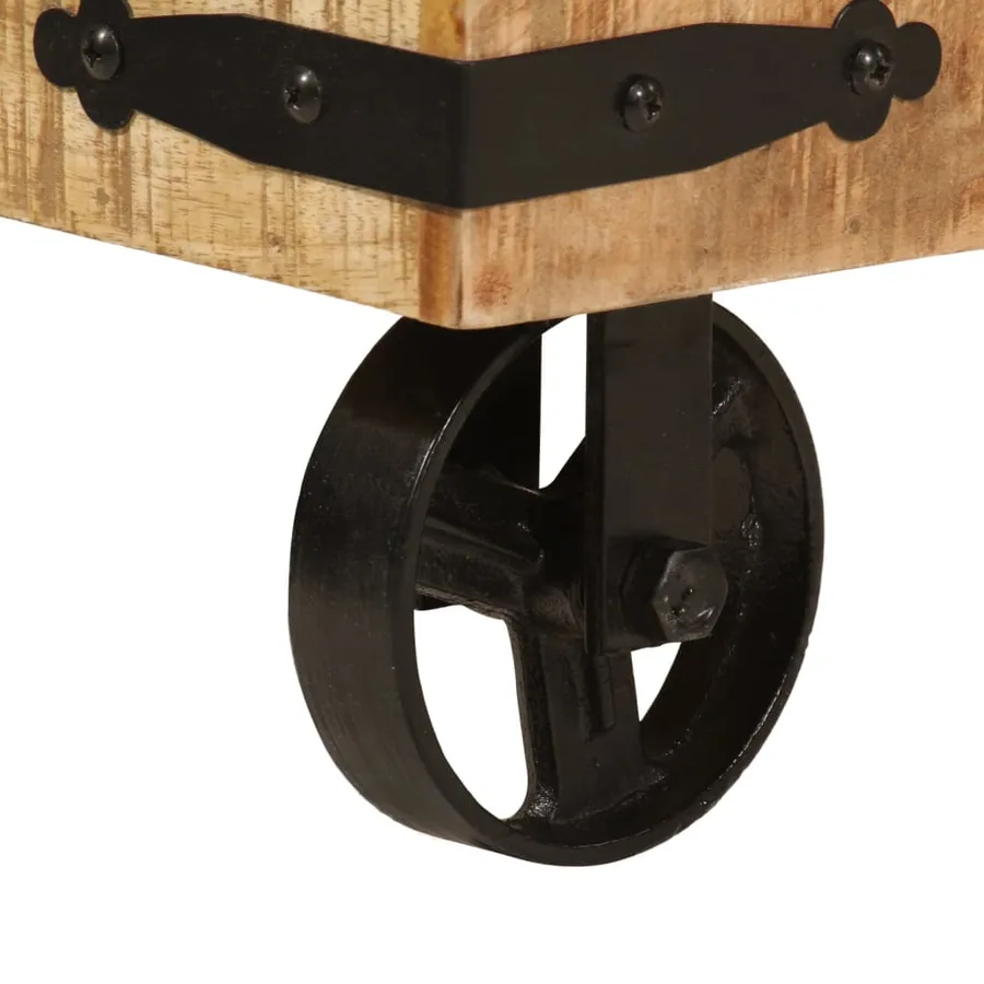 Porte-vêtements et roues 90x35x190 cm bois de manguier et fer - 7