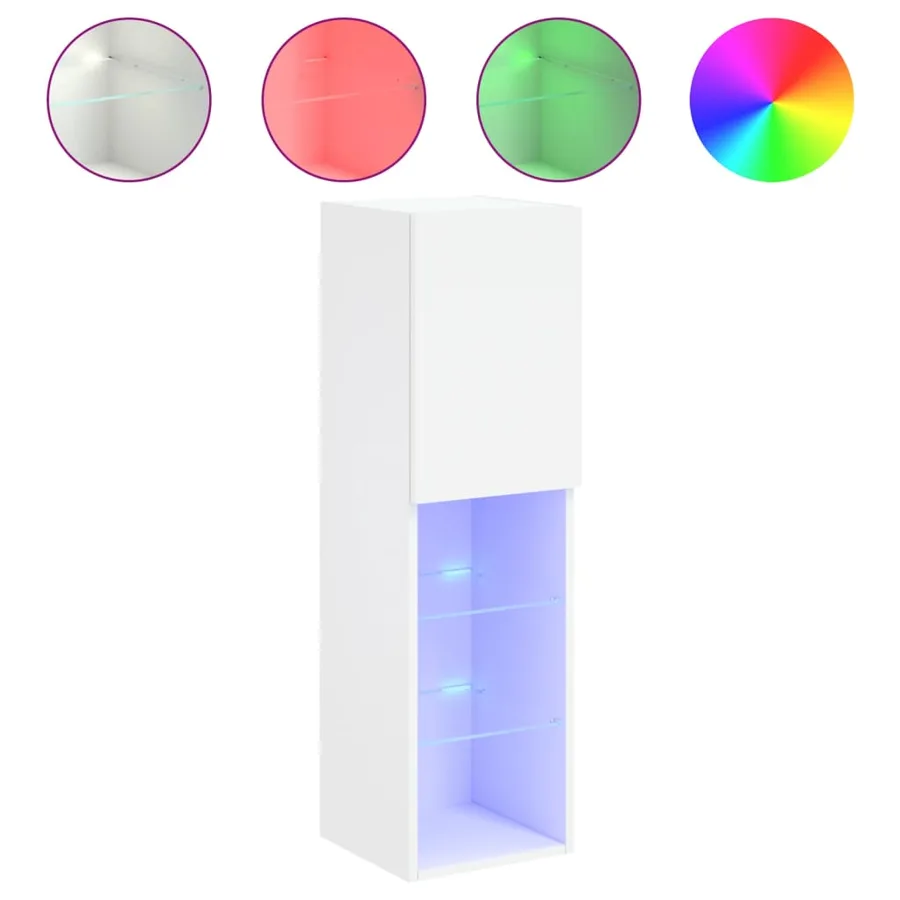 Meuble TV avec lumières LED blanc 30,5x30x102 cm - 2