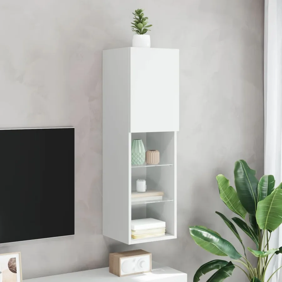 Meuble TV avec lumières LED blanc 30,5x30x102 cm - 4