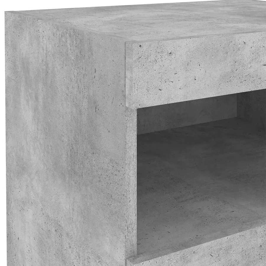 Table de chevet avec lumières LED gris béton 50x40x45 cm - 11