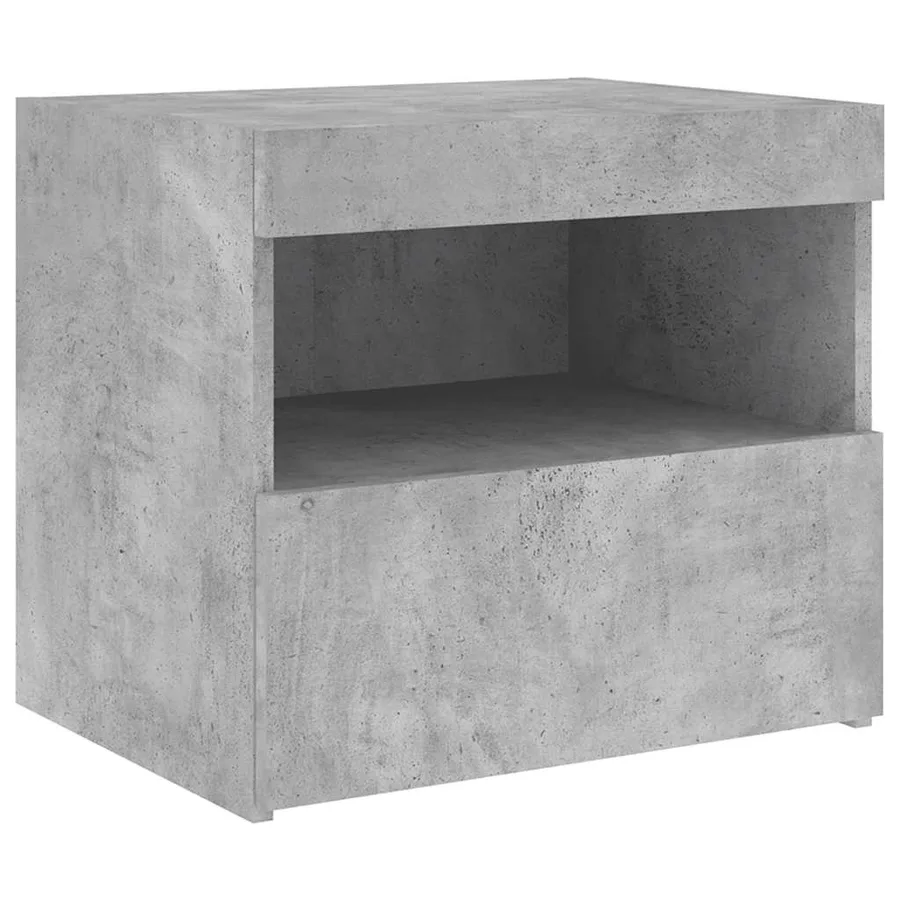 Table de chevet avec lumières LED gris béton 50x40x45 cm - 6