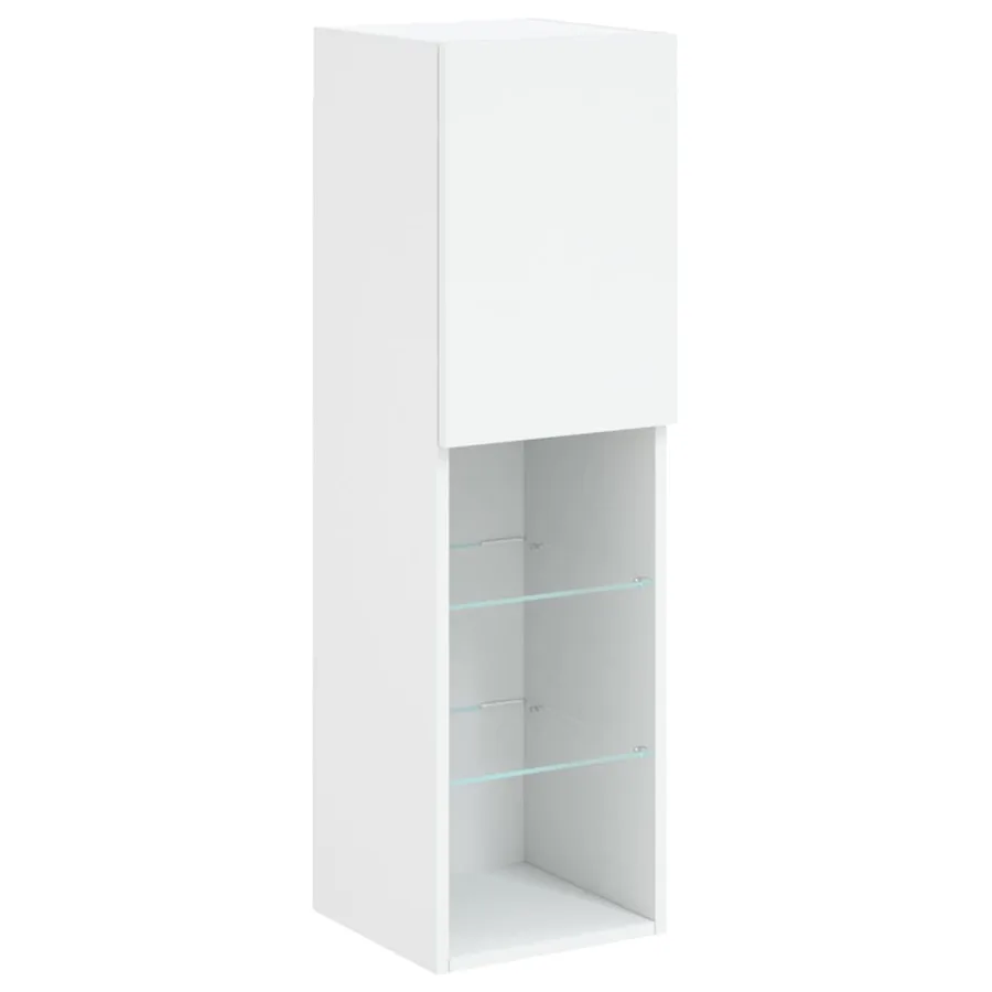 Unités murales TV avec LED 5 pcs blanc bois d'ingénierie - 8