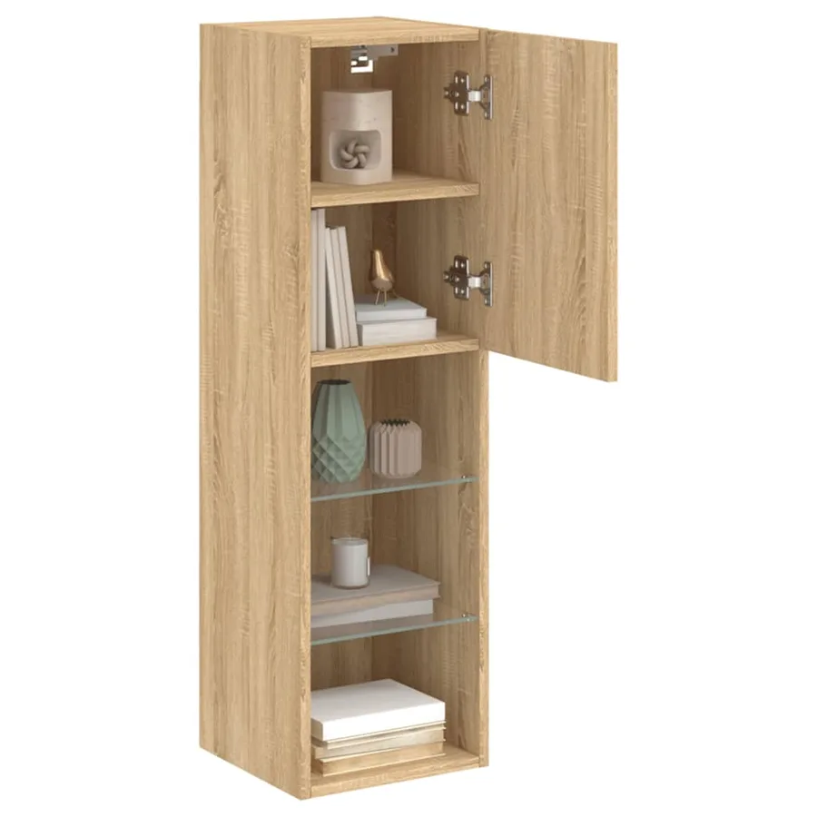 Meubles TV avec lumières LED 2 pcs chêne sonoma 30,5x30x102 cm - 5