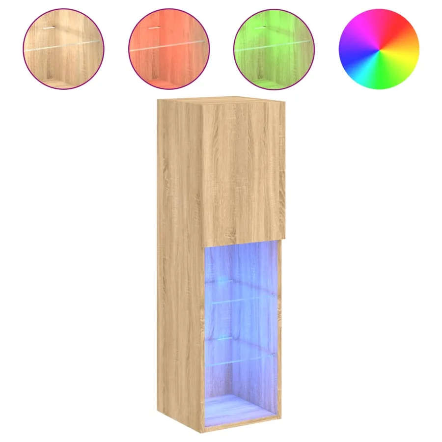 Meubles TV avec lumières LED 2 pcs chêne sonoma 30,5x30x102 cm - 6