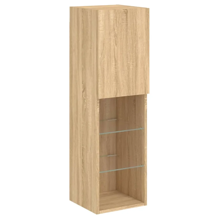 Meubles TV avec lumières LED 2 pcs chêne sonoma 30,5x30x102 cm - 7