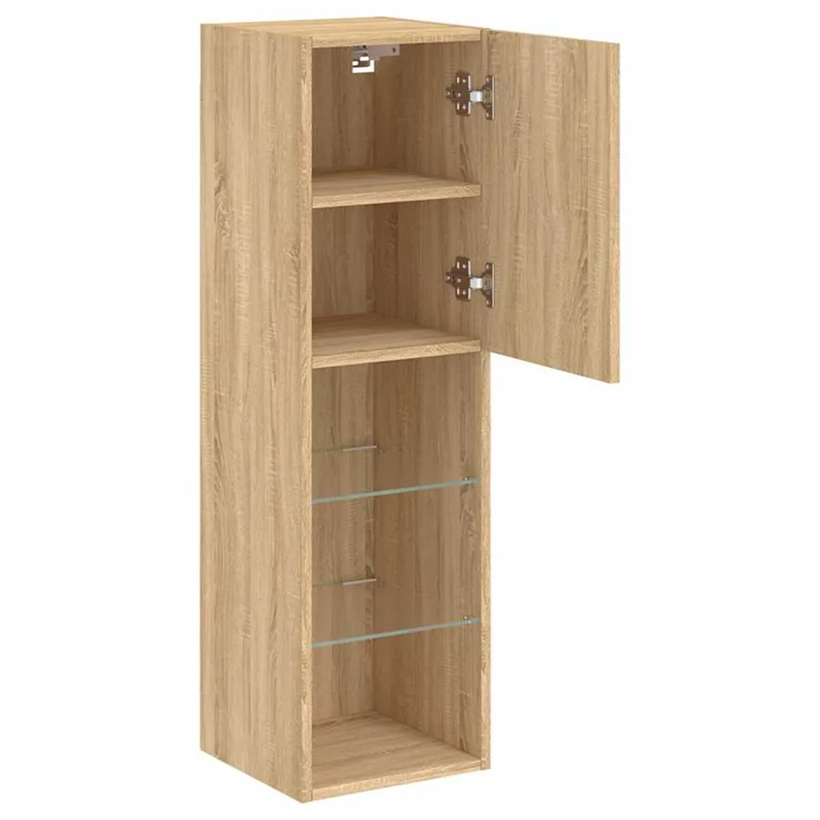 Meubles TV avec lumières LED 2 pcs chêne sonoma 30,5x30x102 cm - 8