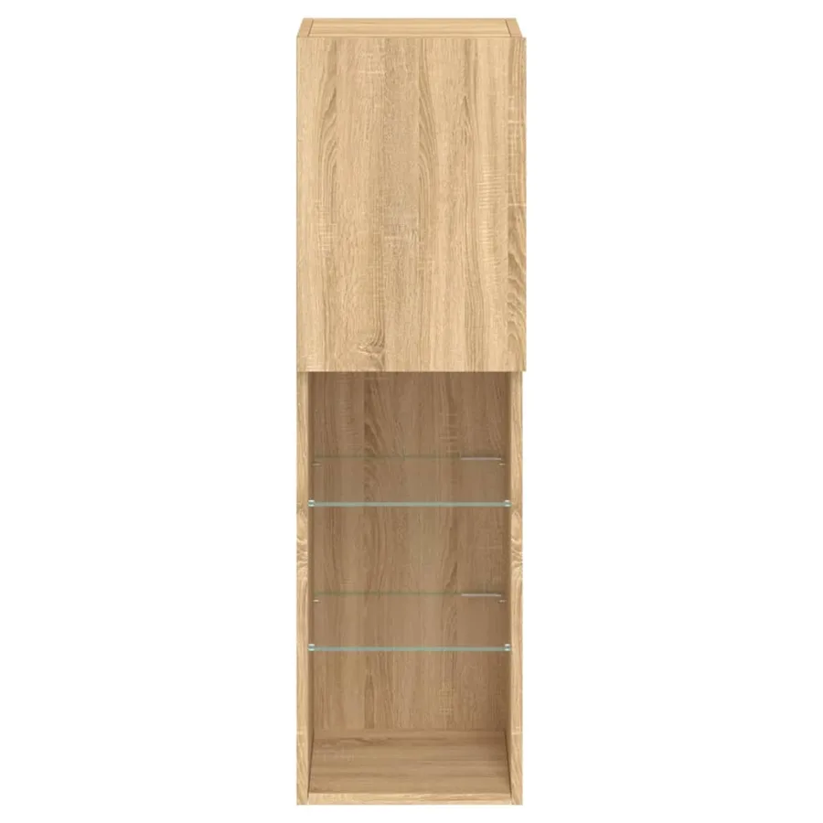 Meubles TV avec lumières LED 2 pcs chêne sonoma 30,5x30x102 cm - 9