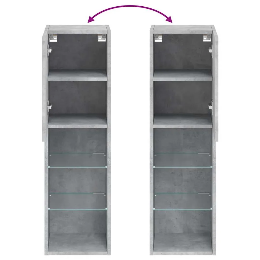 Meubles TV avec lumières LED 2 pcs gris béton 30,5x30x102 cm - 12
