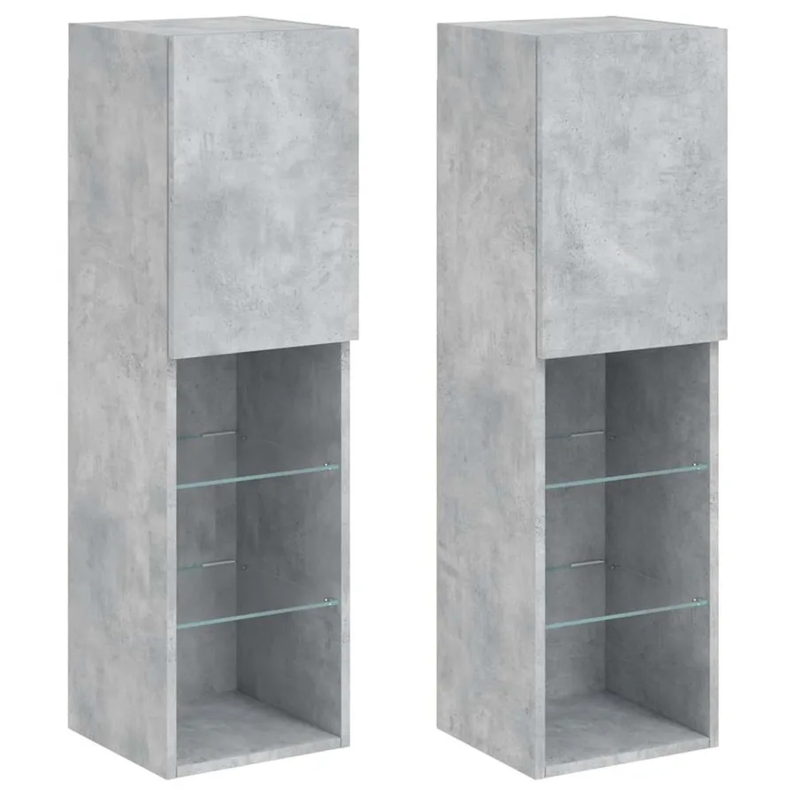 Meubles TV avec lumières LED 2 pcs gris béton 30,5x30x102 cm - 2