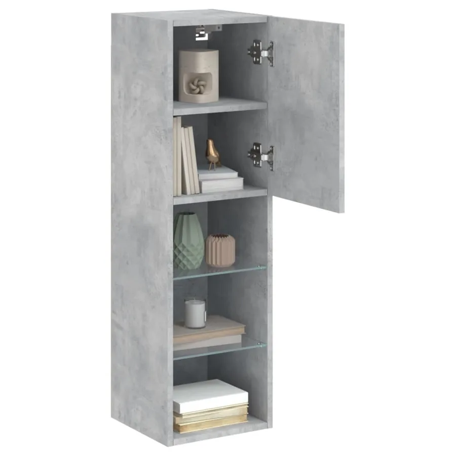 Meubles TV avec lumières LED 2 pcs gris béton 30,5x30x102 cm - 5
