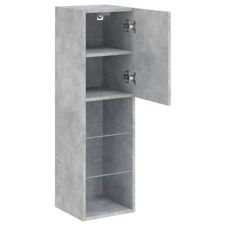 Meubles TV avec lumières LED 2 pcs gris béton 30,5x30x102 cm - 8
