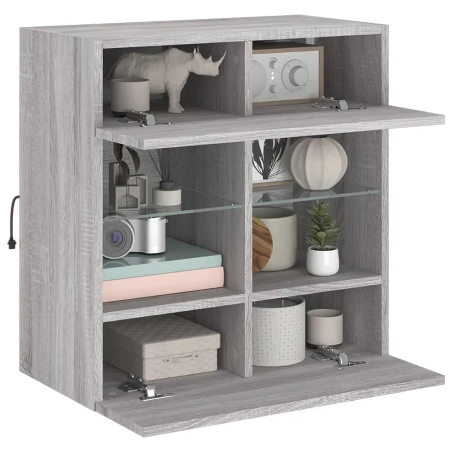 Meuble TV mural avec lumières LED sonoma gris 58,5x30x60,5 cm - 15