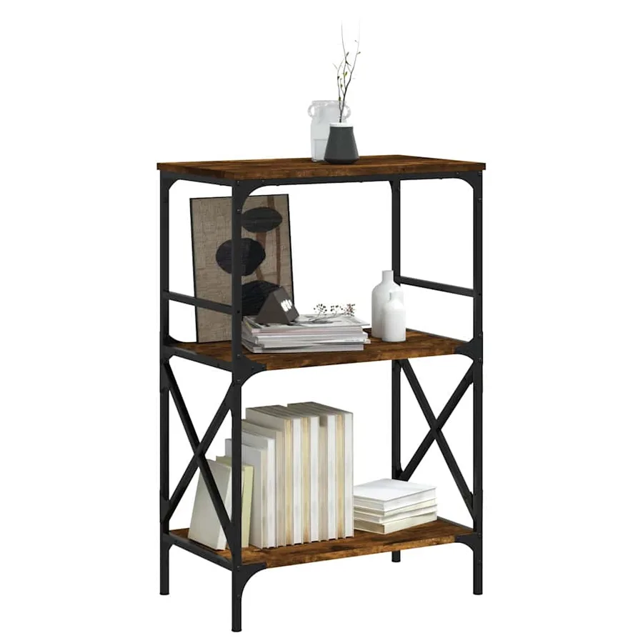 Bibliothèque à 3 niveaux chêne fumé 59x35x90,5 cm - 3