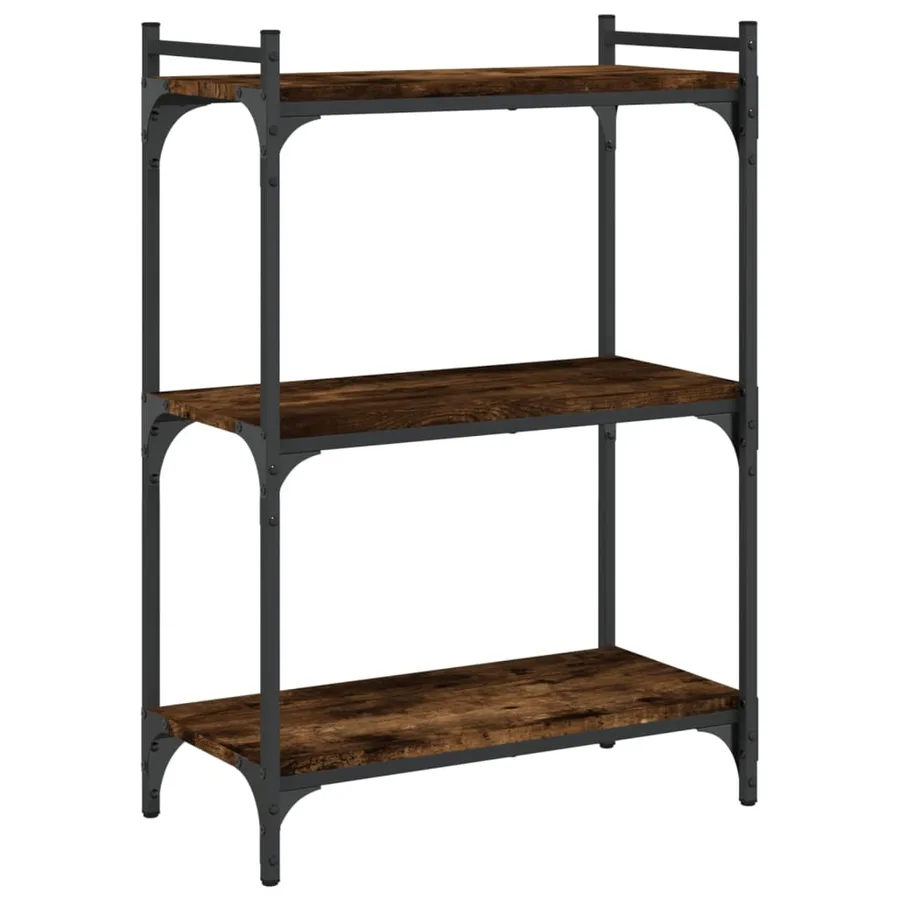 Bibliothèque 3 niveaux chêne fumé 60x30x86 cm bois d'ingénierie - 2