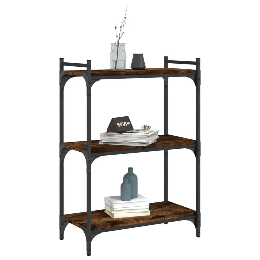 Bibliothèque 3 niveaux chêne fumé 60x30x86 cm bois d'ingénierie - 3