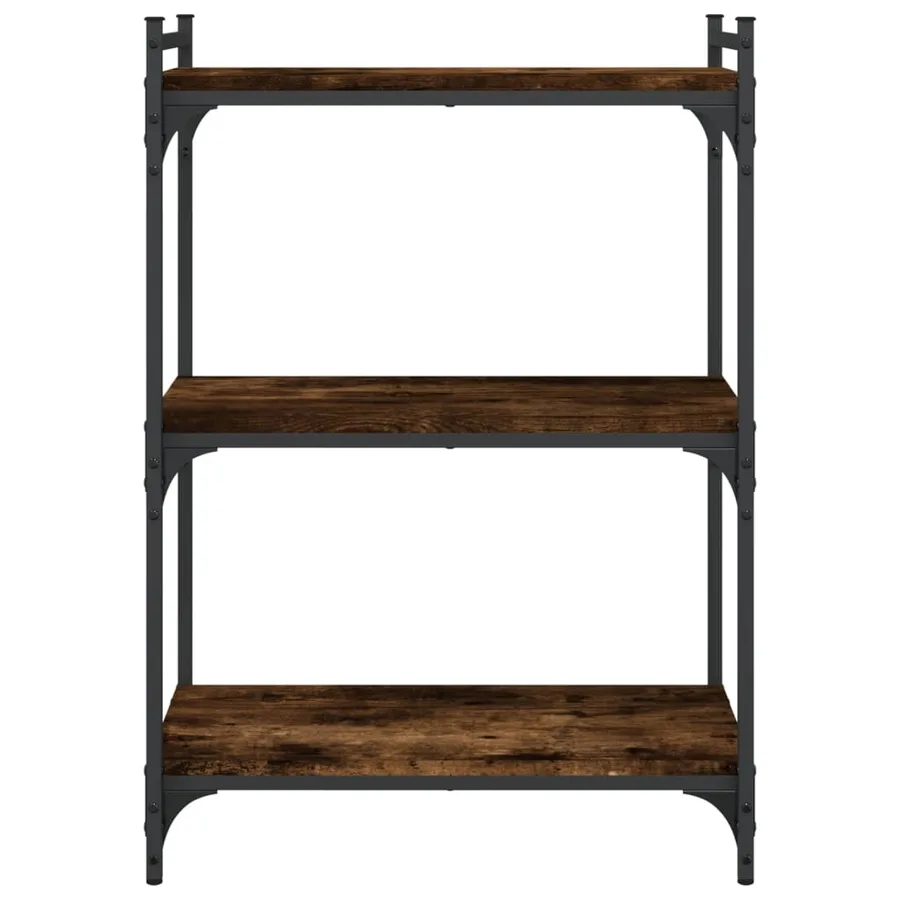 Bibliothèque 3 niveaux chêne fumé 60x30x86 cm bois d'ingénierie - 4
