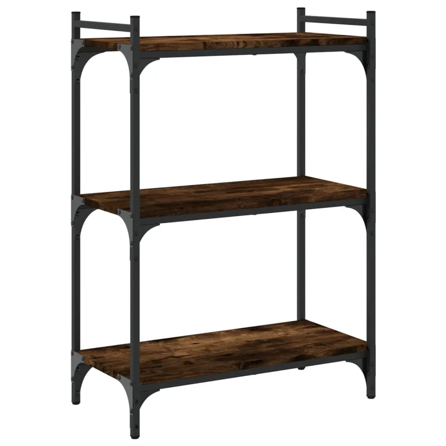 Bibliothèque 3 niveaux chêne fumé 60x30x86 cm bois d'ingénierie - 6
