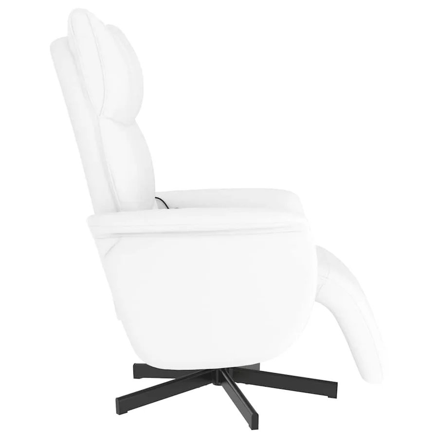 Fauteuil inclinable de massage repose-pieds blanc similicuir - 5