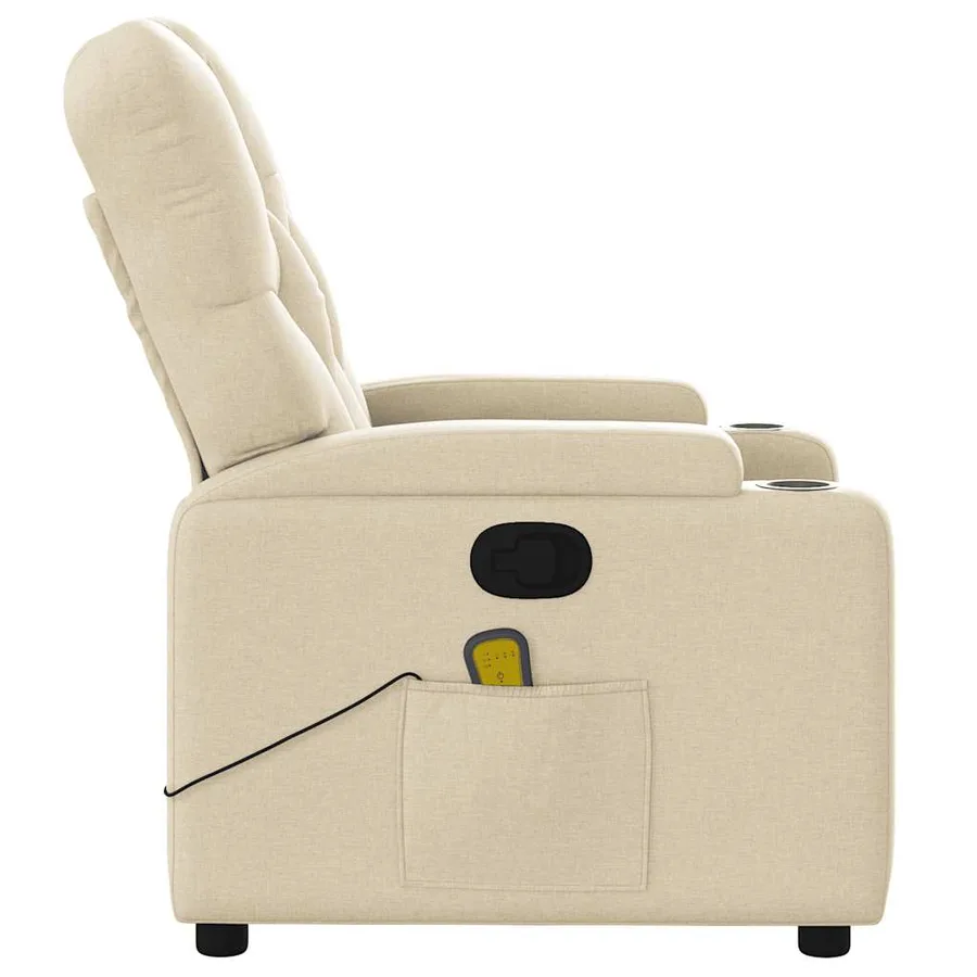 Fauteuil de massage inclinable Crème Tissu - 9